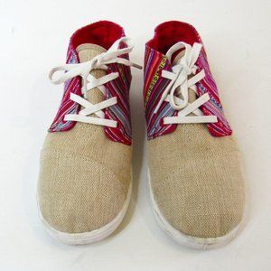 TOMS Beige Canvas High Top Sneakers Shoes Size 4 (Youth)